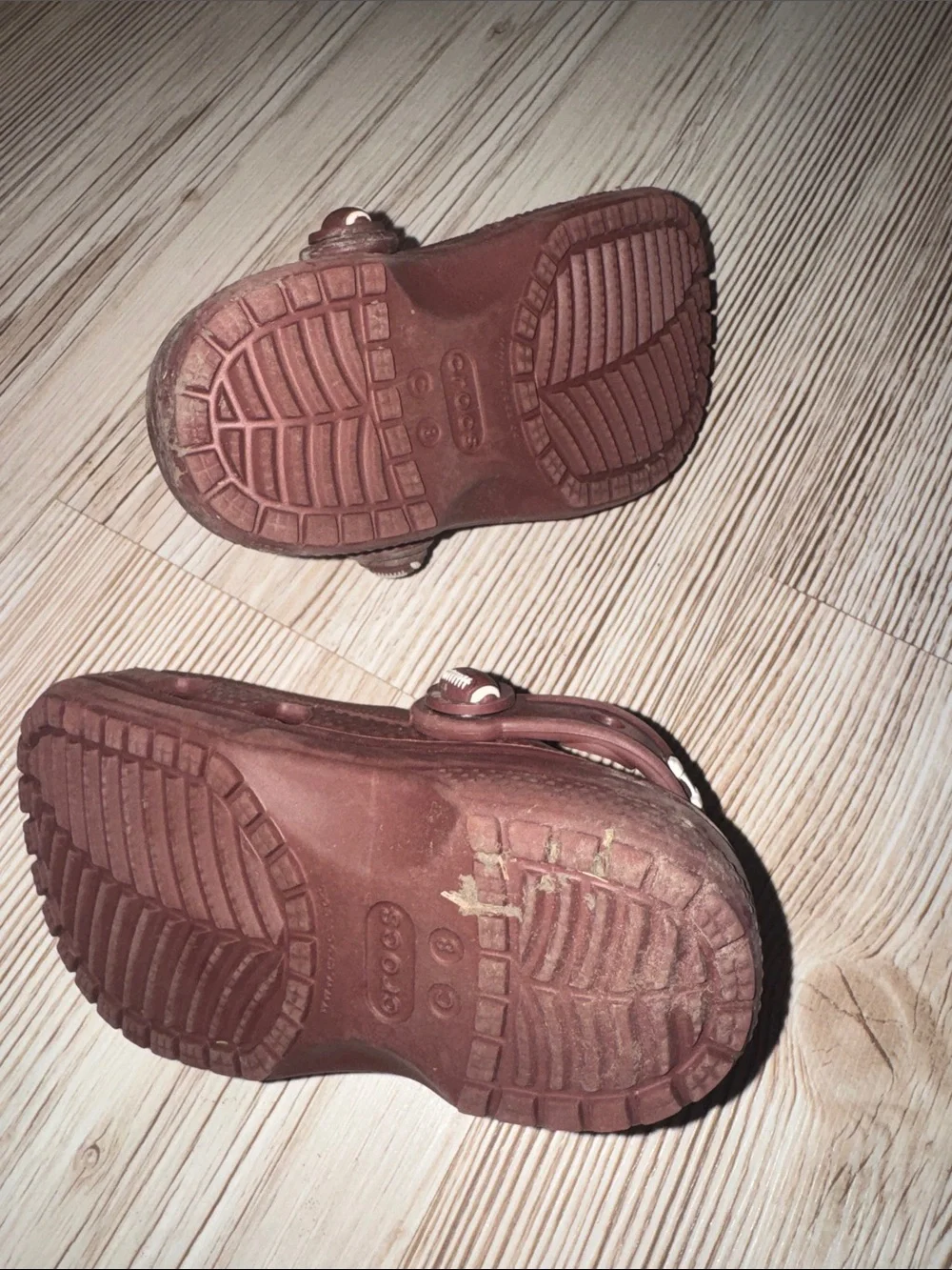 CROCS Brown & White Football-Detail Kids Slip-On Clogs